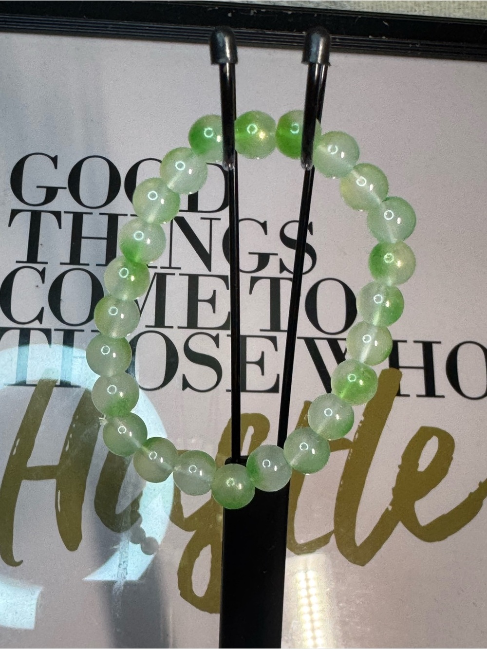 Green Beaded Stretch Bracelet